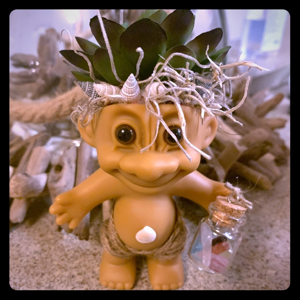Succulent Seashore Troll. Custom Handcrafted.
